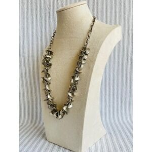 Treaty Jewellery Silver Plated Sculptural Disc Statement Necklace Antique Finish